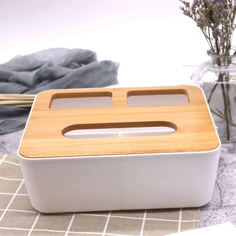 Desktop Tissue Box Holder Paper Towel Dispenser Division Storage Organizer For Bathroom Vanity Countertop | Дом и сад