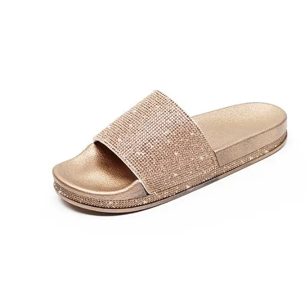 Модные женские сандалии с кристаллами летняя обувь на плоской подошве женская