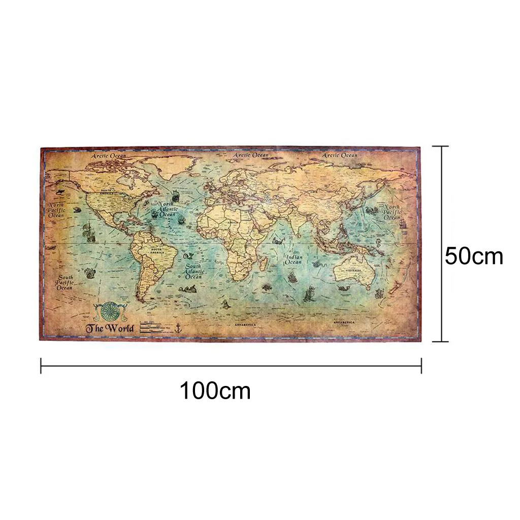 Винтажная карта мира настенная наклейка ретро постер для гостиной