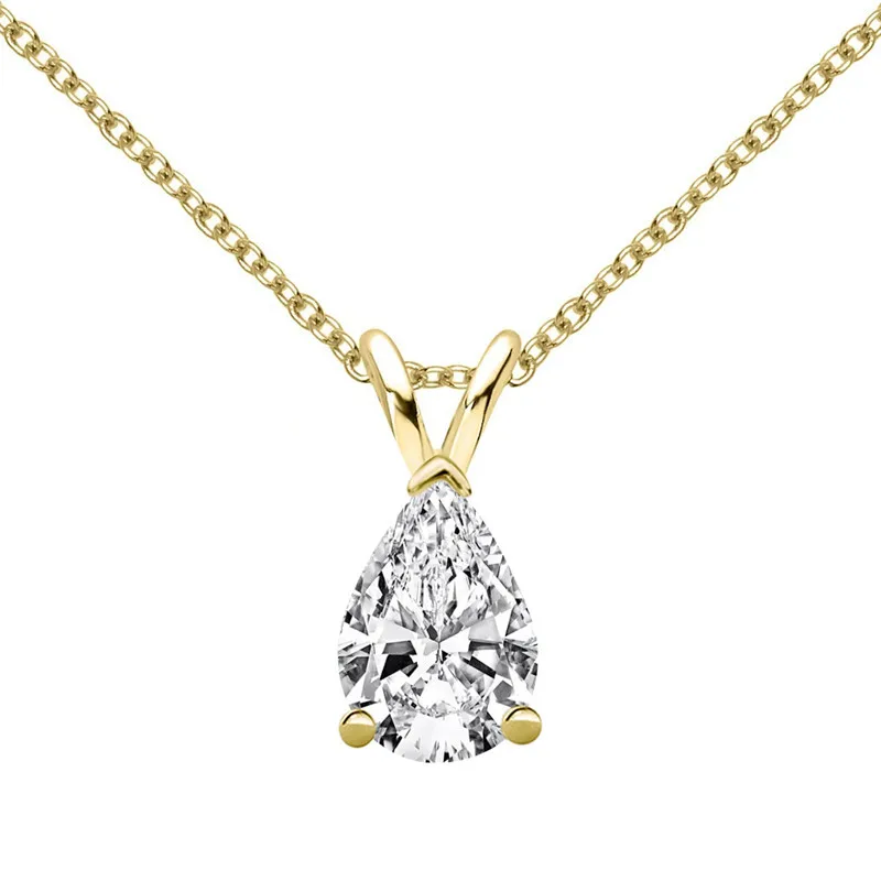 

Wong Rain 925 Sterling Silver Pear Cut 2CT Created Moissanite Gemstone Anniversary Daily Pendant Necklace Fine Jewelry Wholesale