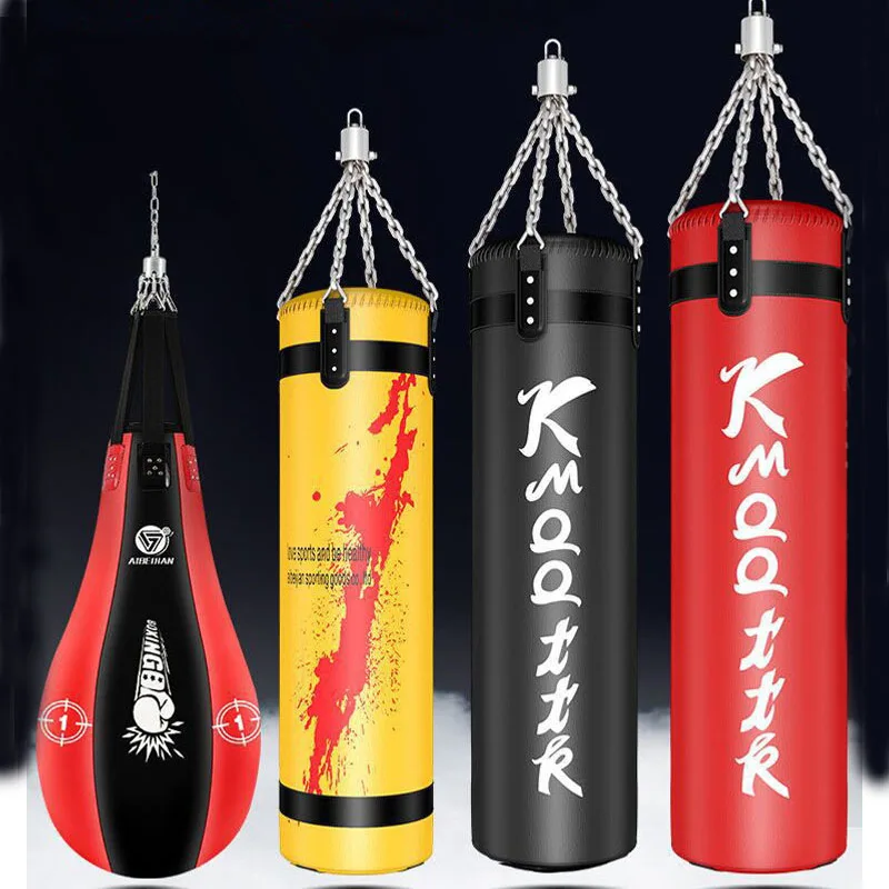 

180cm/160cm/140cm Kickboxing Punching Bag PU Leather Taekwondo Sanda Sandbags 360Â° Rotating Hook Boxing Bags Adult Home Training