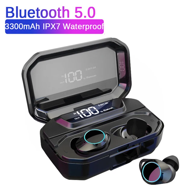 9D стерео G02 TWS 5,0 Bluetooth наушники беспроводные наушники IPX7 водонепроницаемые наушники 3300 мАч светодиодный умный внешний аккумулятор держатель для телефона - Цвет: G02