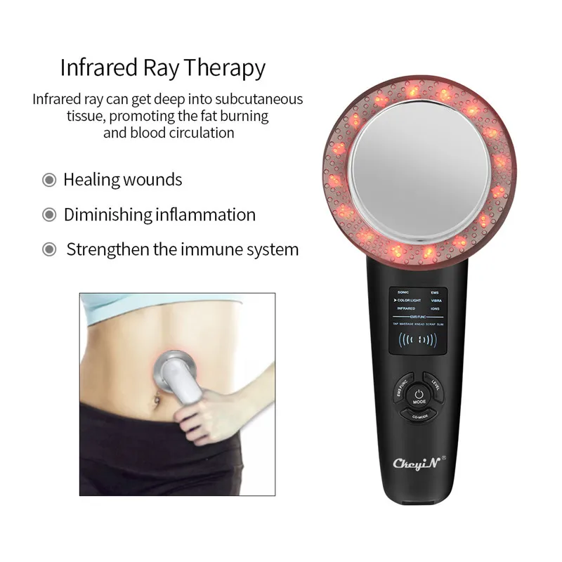 

6 In 1 Sonic Infrared Heating Photon Body Massager Fat Burner Anion Weight Loss Anti Cellulite Ems Skin Whitening Remover Acne