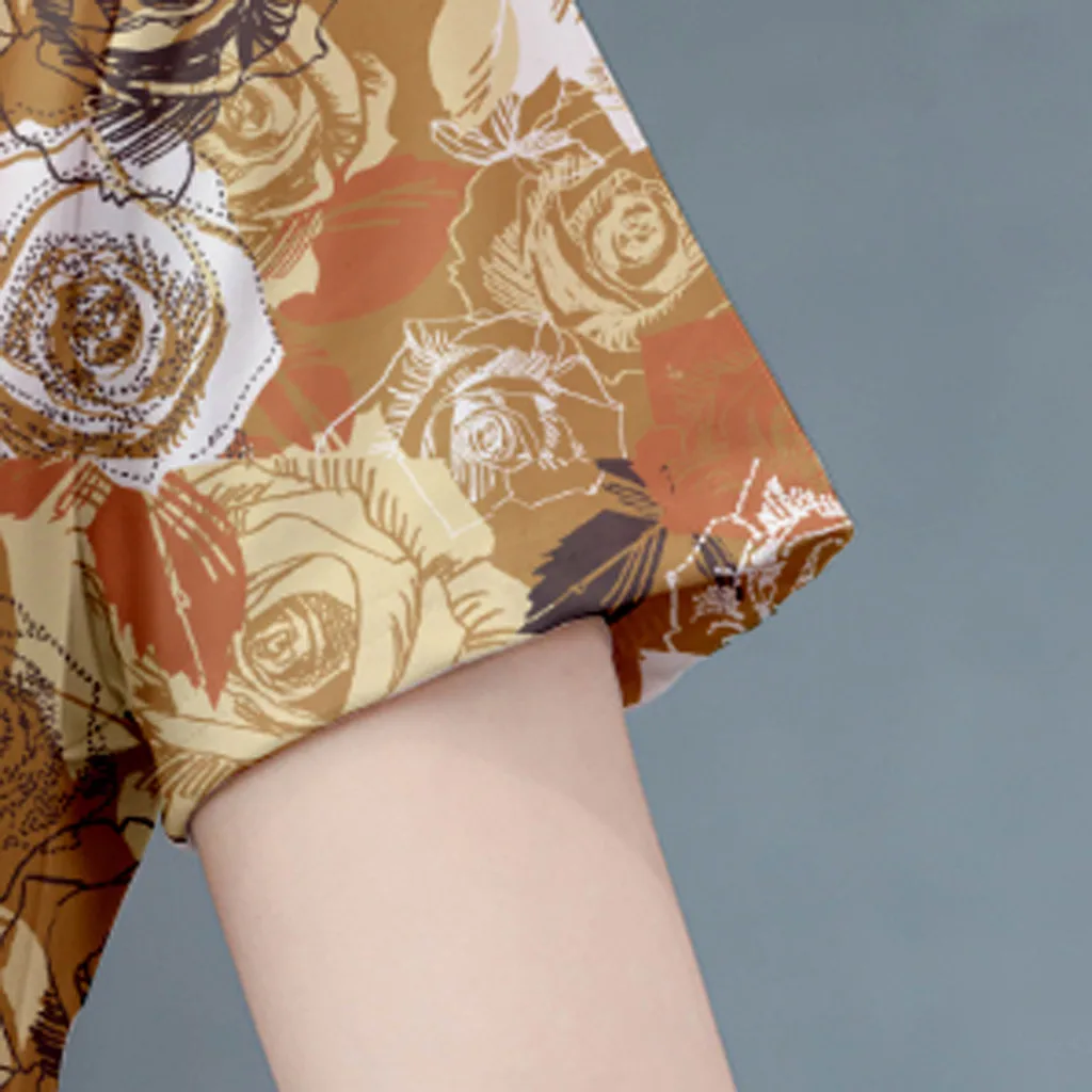 Модное повседневное женское платье с О-образным вырезом коротким рукавом платья