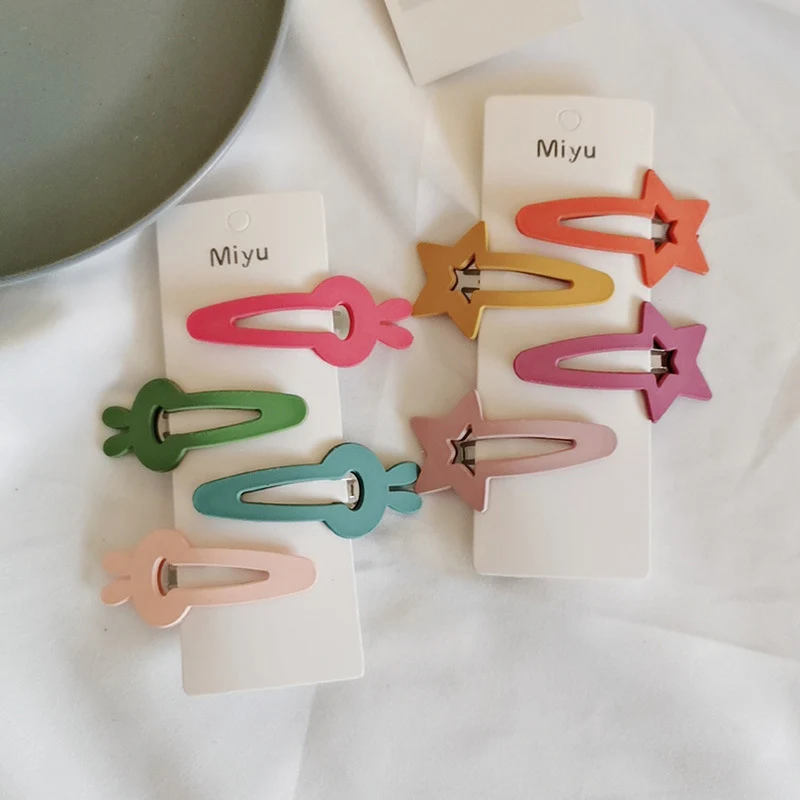 

4PCS/Set Girls Children Hairpins Women Beautiful Headdress Barrettes Star Popular Hair Clip Candy Color Hair Accessories