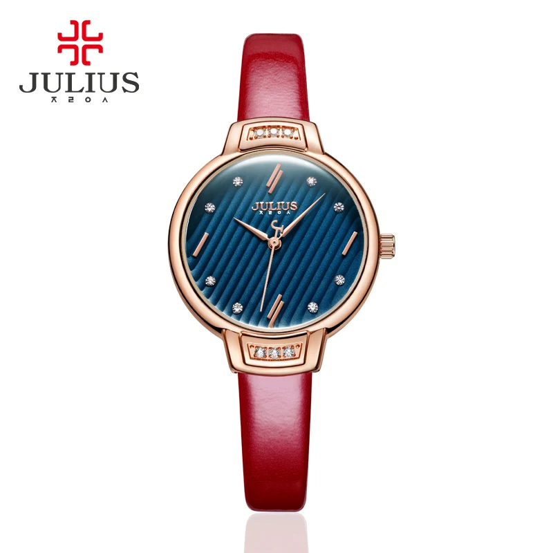 

Julius JA-972 Women's Leather Strap Rhinestone Fashion Watch 3ATM Water Resistant Quarts Reloj Mujer Girl Hour