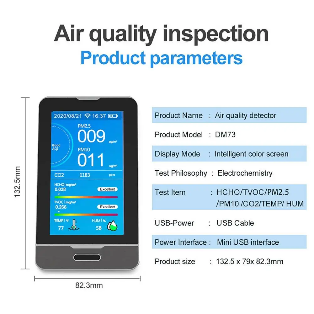 

Wi-Fi, PM2.5 HCHO TVOC
