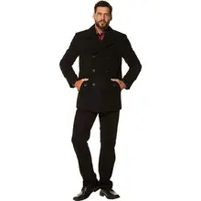 Manteau noir pour hommes, Design à revers cranté, sur mesure, Double boutonnage, mode, mélange de laine, costumes chauds, slim, une seule veste, nouvelle collection  (4)