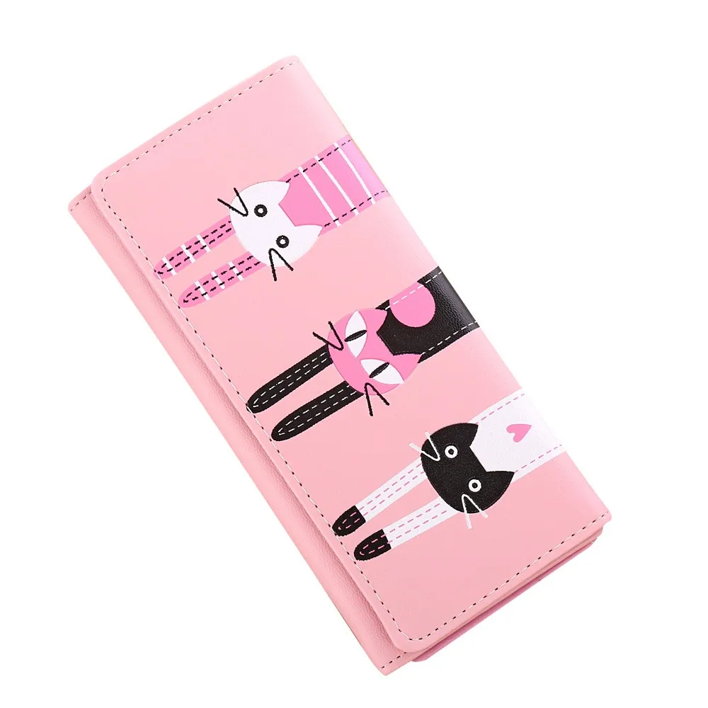 

New Women's Cute Fashion Purse Leather Women Cat Pattern Coin Purse Long Wallet Card Holders Handbag