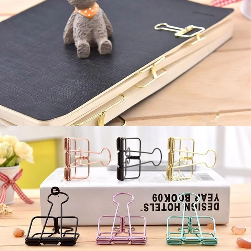 

Office Stationery Student School Cute Kawaii Hollow Out Binding Supplies Metal Binder Clips Photo Message Ticket File
