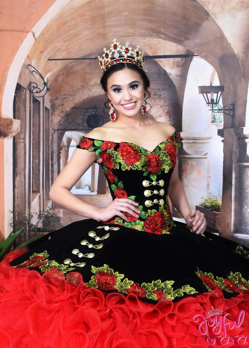 16 Quinceanera платья черного и красного цвета милая многоярусная юбка с цветочной