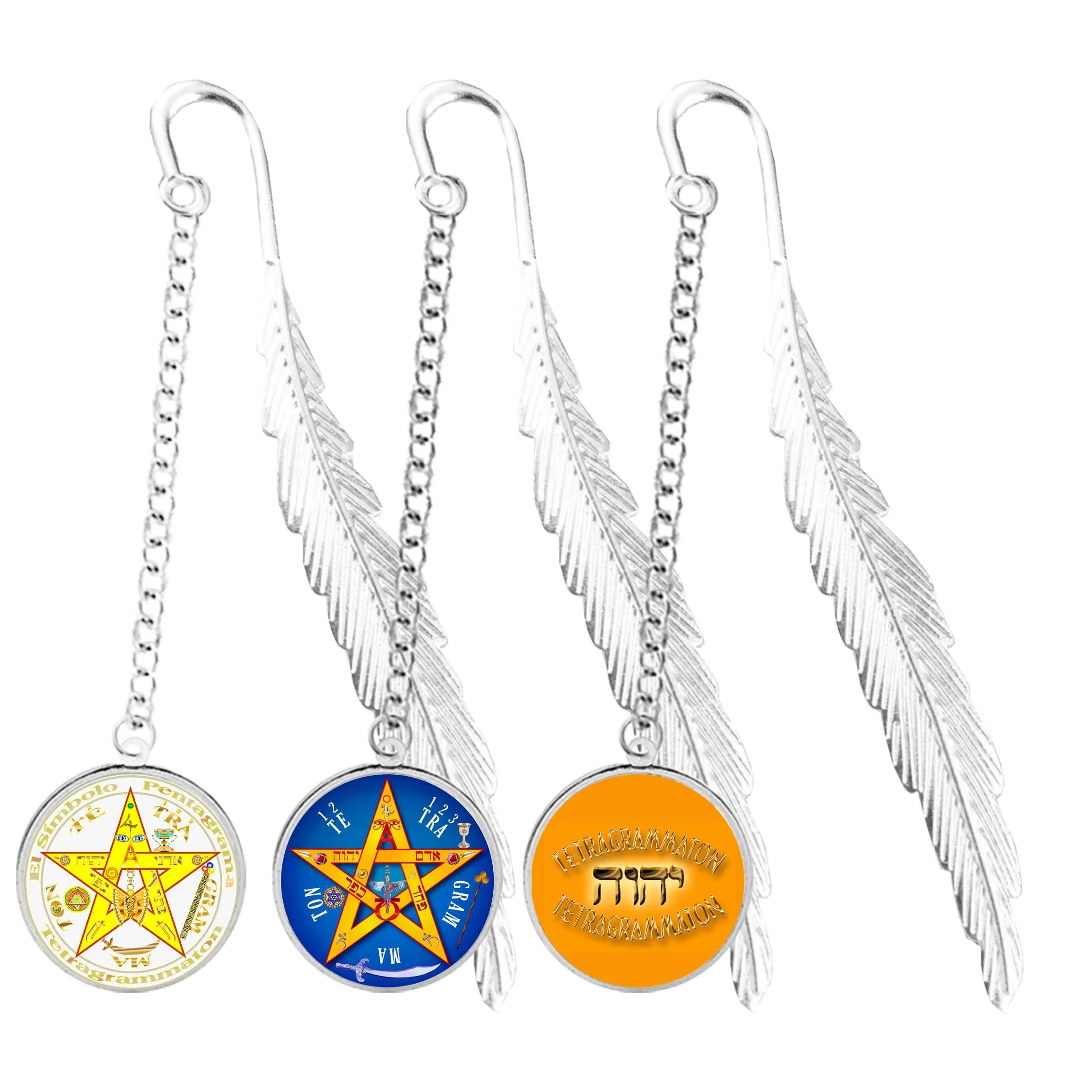 

Tetragrammaton Amulet Bookmark Four Letter YHWH Pentagram Symbol Adonai Pendant For Notebook Reader Book Marque Page Mate Marker