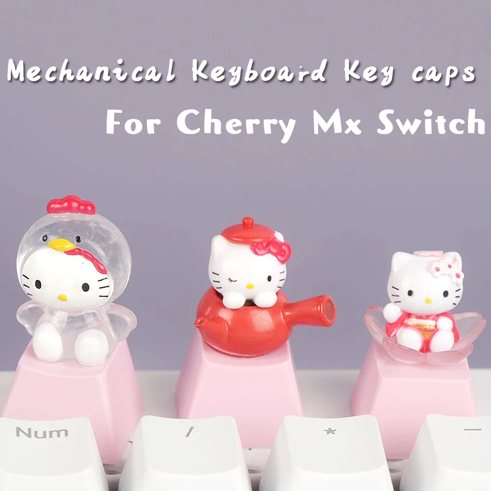 

artisan keycap Cute cat personality keycap R4 cute pink transparent cartoon beautiful girl mechanical keyboard