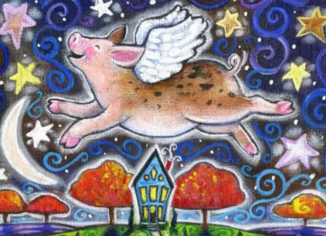 DIY Алмазная картина вышивка Летающая свинья логотип квадратная роспись домашний