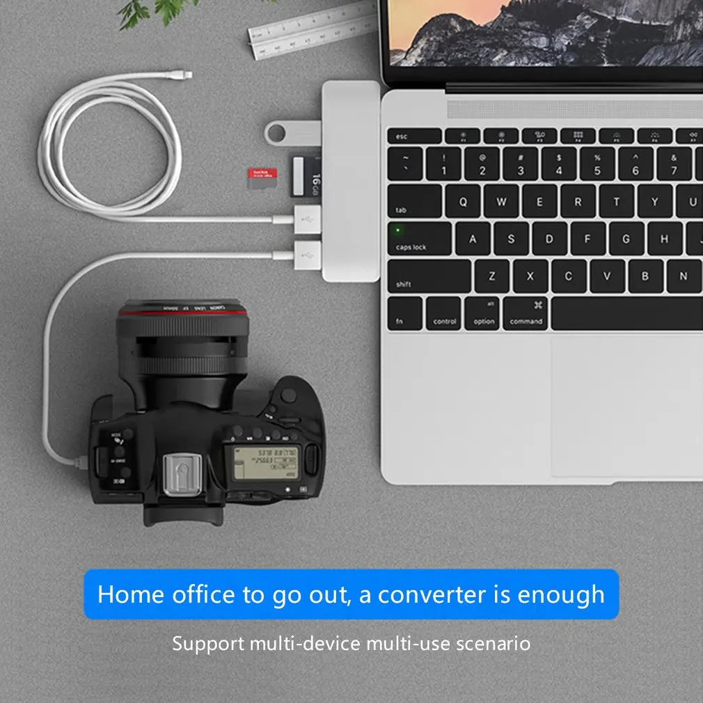 USB 3 1 tipo-C HDMI Adaptador 4K Thunderbolt USB-C con Hub 0 SD TF lector PD para MacBook Pro/Air 2018/2019 | Компьютеры и офис