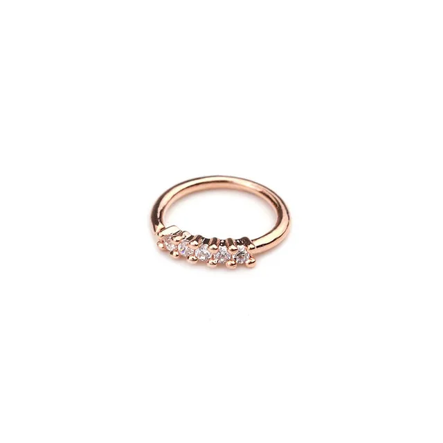1PC Rose gold 8 мм Серебряный и Золотой цветок нос ювелирный пирсинг для тела ювелирные изделия Cz нос обруч кольцо для носа крошечный спиральный для хряща кольцо на Козелок - Окраска металла: 1PC Rose gold