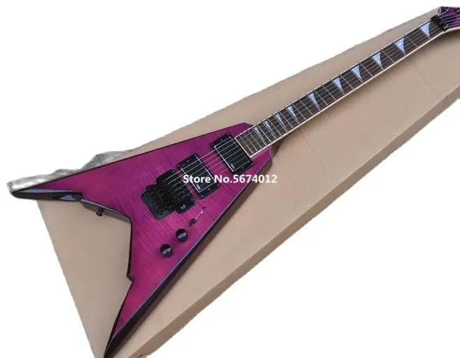 

High quality customized version of purple dovetail fork aircraft special shaped electric guitar double swing bridge black access