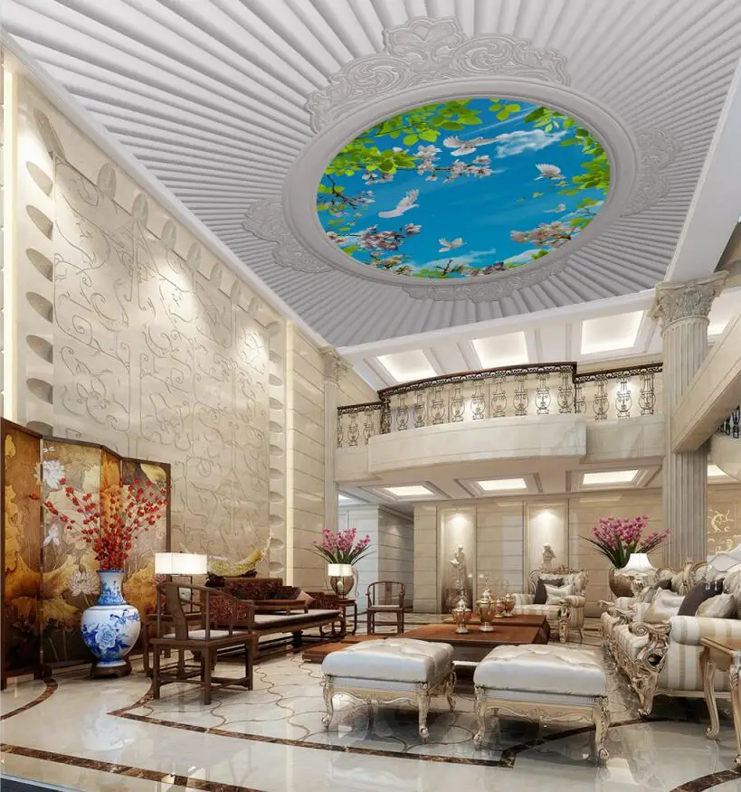 European embossed pattern oil painting living room ceiling mural Ceiling Wall Painting Living Room Bedroom Wallpaper Home Decor |