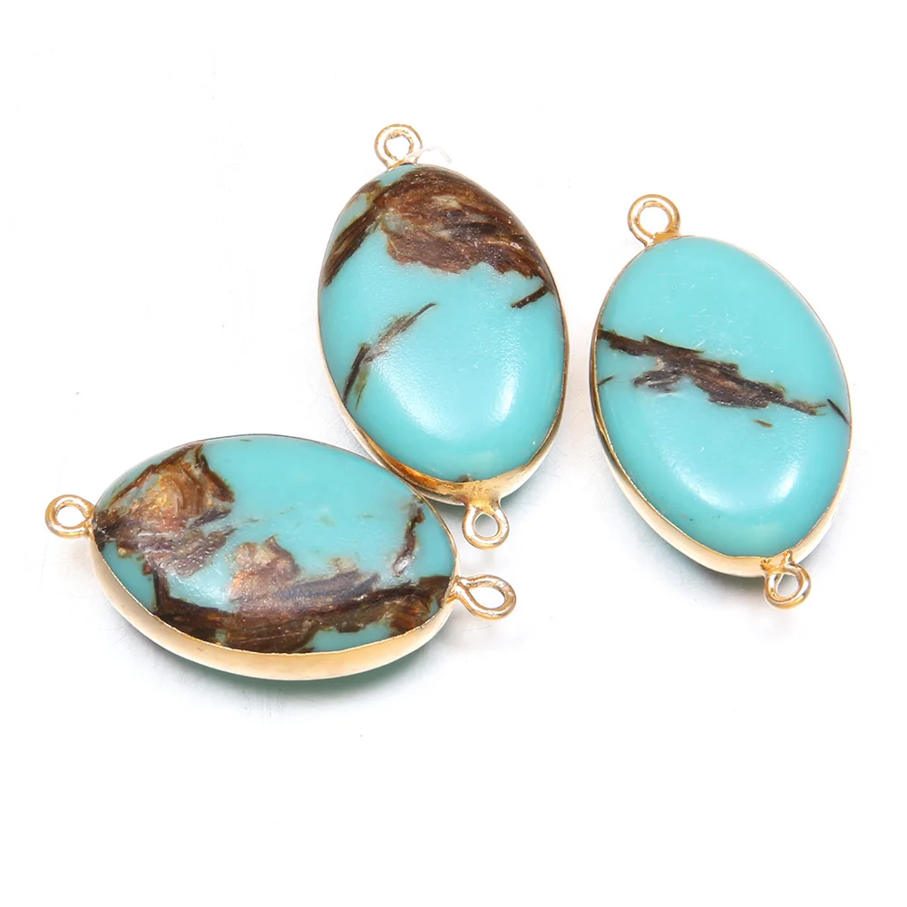 

Natural Stone Pendant Egg Shape Emperor Double Hole Connectors for Women Jewelry Making DIY Bracelet Necklace Accessories