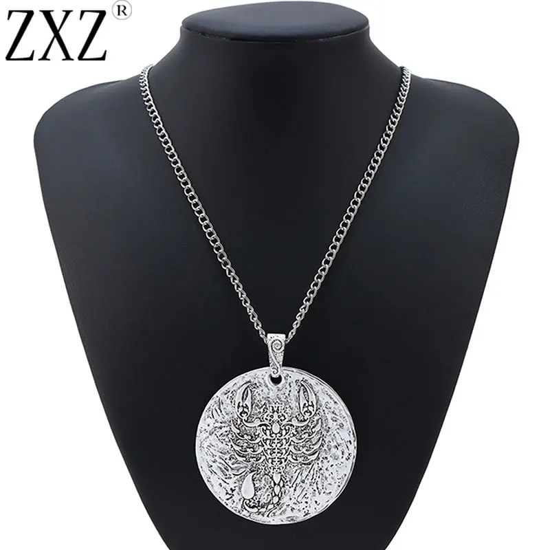 Модный Большой абстрактный металлический кулон ZXZ Скорпион на длинной цепочке