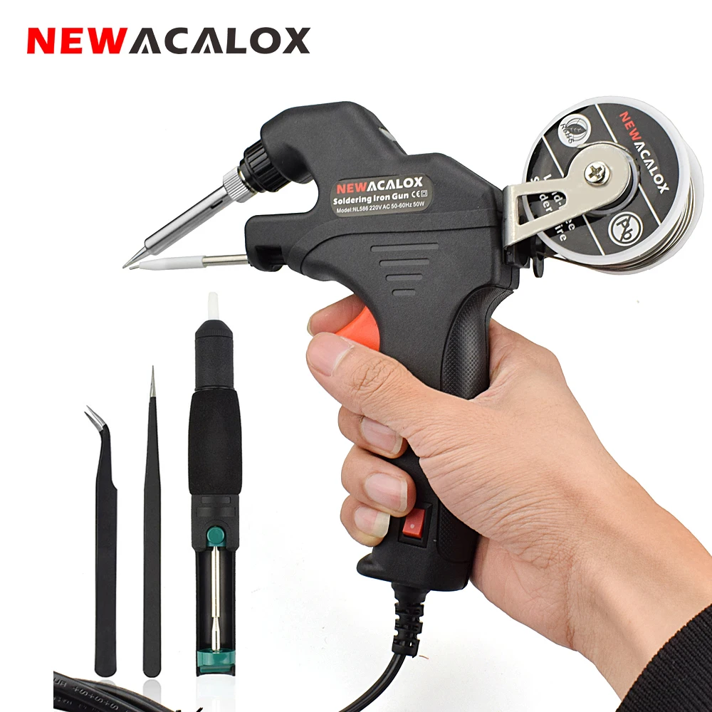 

NEWACALOX 50W EU/US Electric Soldering Iron Kit Internal Heating Gun Handheld Automatically Send Tin Welding Station Repair Tool
