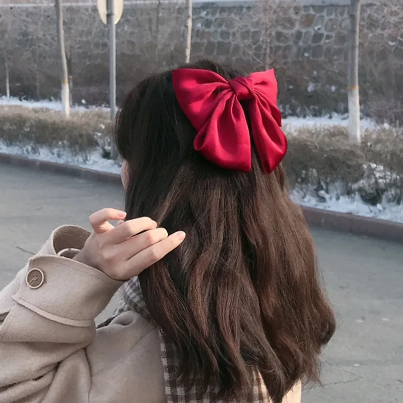 

Big Bows Barrette Headband Satin Ribbon Elastic Hair Bands Women Girls Hair Accessories Fashion Korean Hair Clip Accessories
