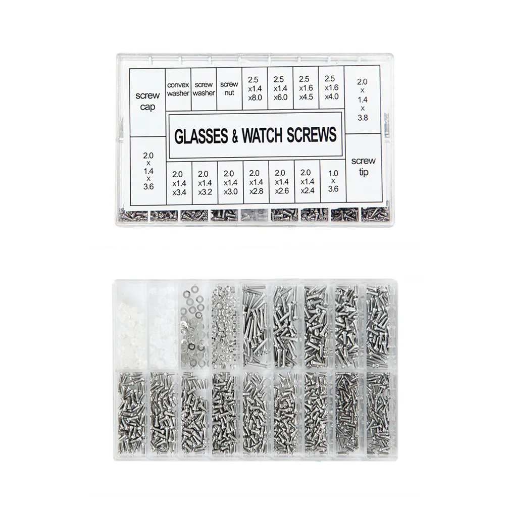 1000PCS Glasses Sunglasses Spectacles Watch Tiny Screws Nut Assortment Repair Tool Kit