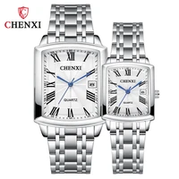 chenxi couple watches ladies wristwatch waterproof stainless steel watches for lovers luxury business watch men women with box