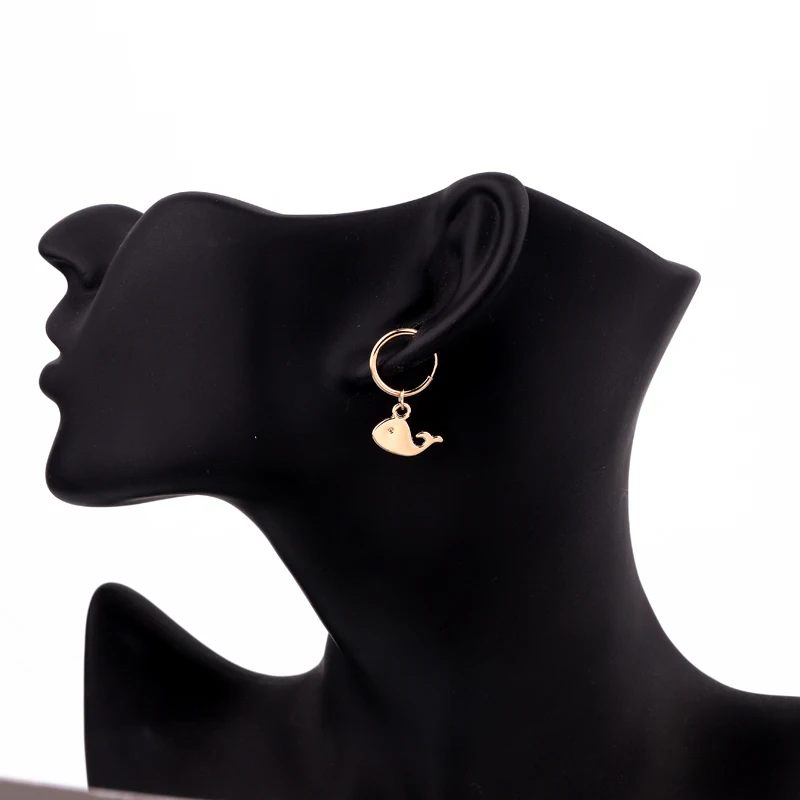 1Pair Cross Dolphin Endless Hoop Earrings For Women Girl Cute Simple Gold Color Water Drop Pendant Circle Jewelry E584 | Украшения и