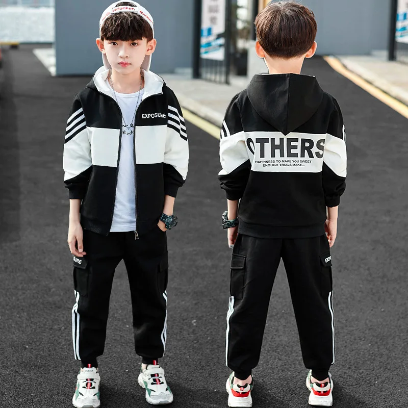 

Boys suit hooded sports 2020 spring new Korean version of the big boy sweater two-piece children's clothing