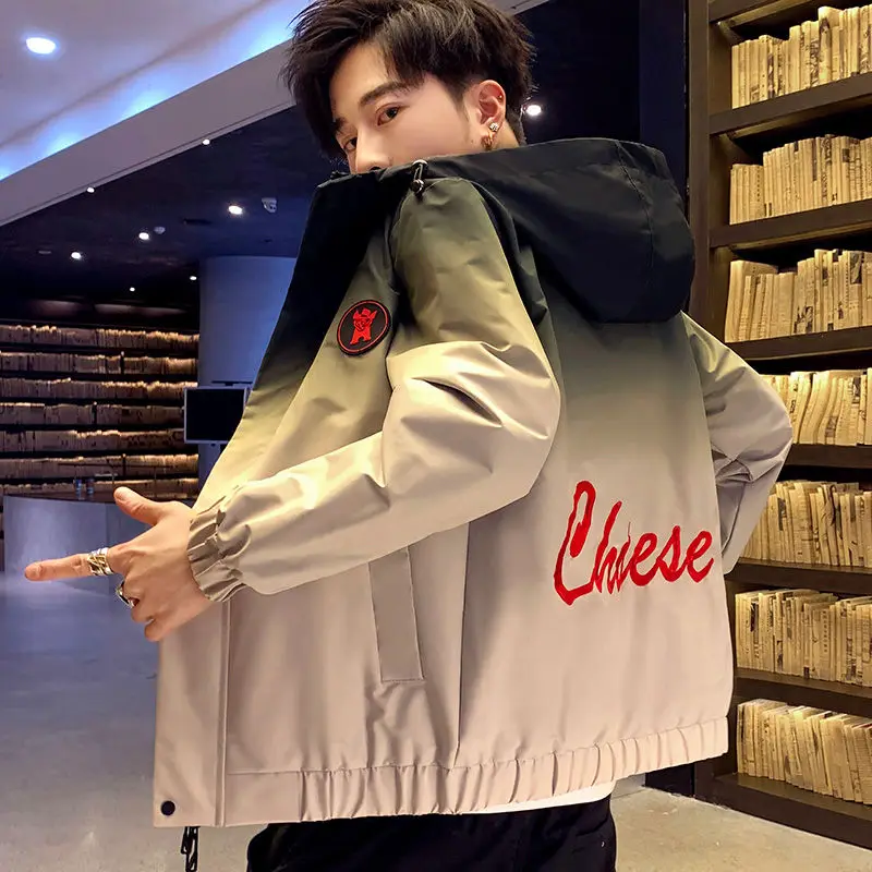 

Men Full Sleeve Hooded Jacker Autumn Outwear And Patchwork Causal Style Coats