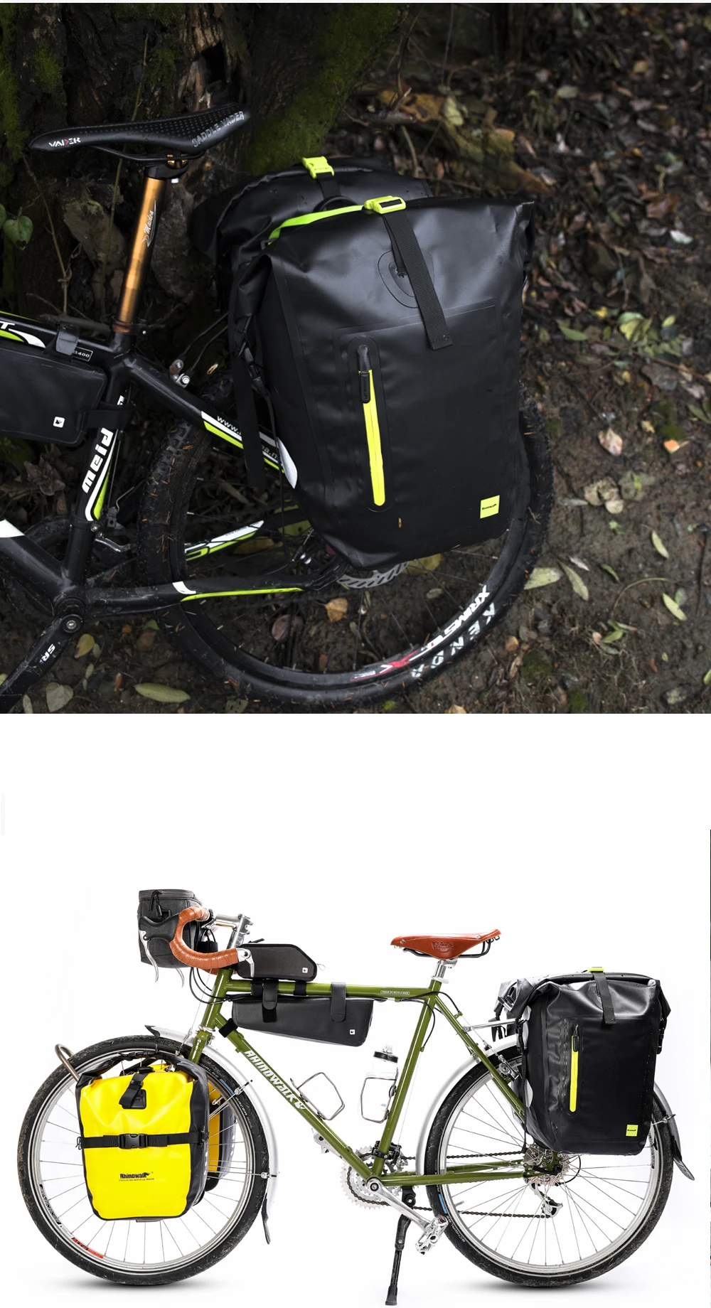 Rhinowalk 25L Водонепроницаемая велосипедная сумка MTB для шоссейного велосипеда, велосипедная задняя стойка, сумка для велосипеда, сумка для заднего сиденья, сумка на плечо, Аксессуары для велосипеда