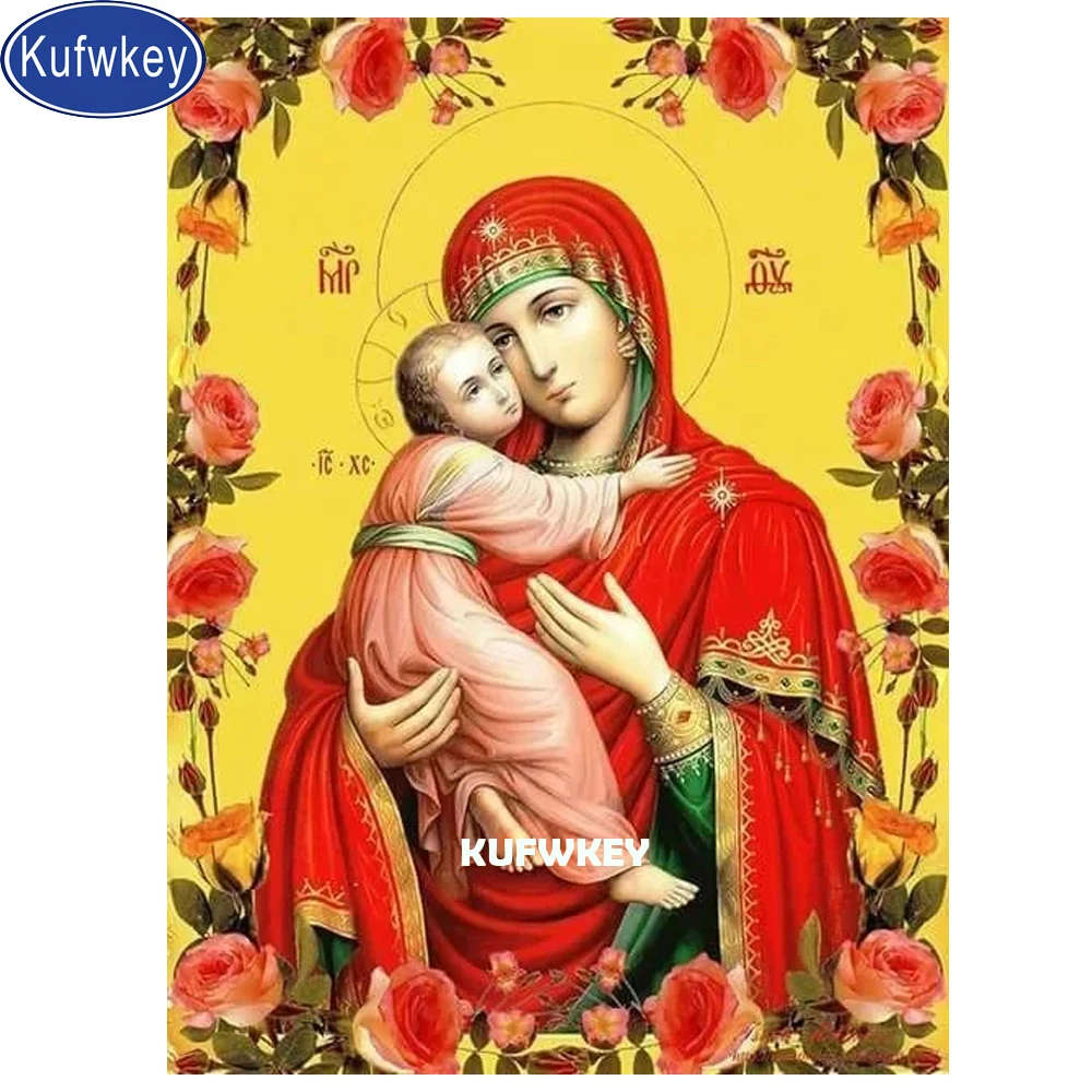 Икона Мадонны алмазная живопись Владимир 3d пазл полная Алмазная вышивка