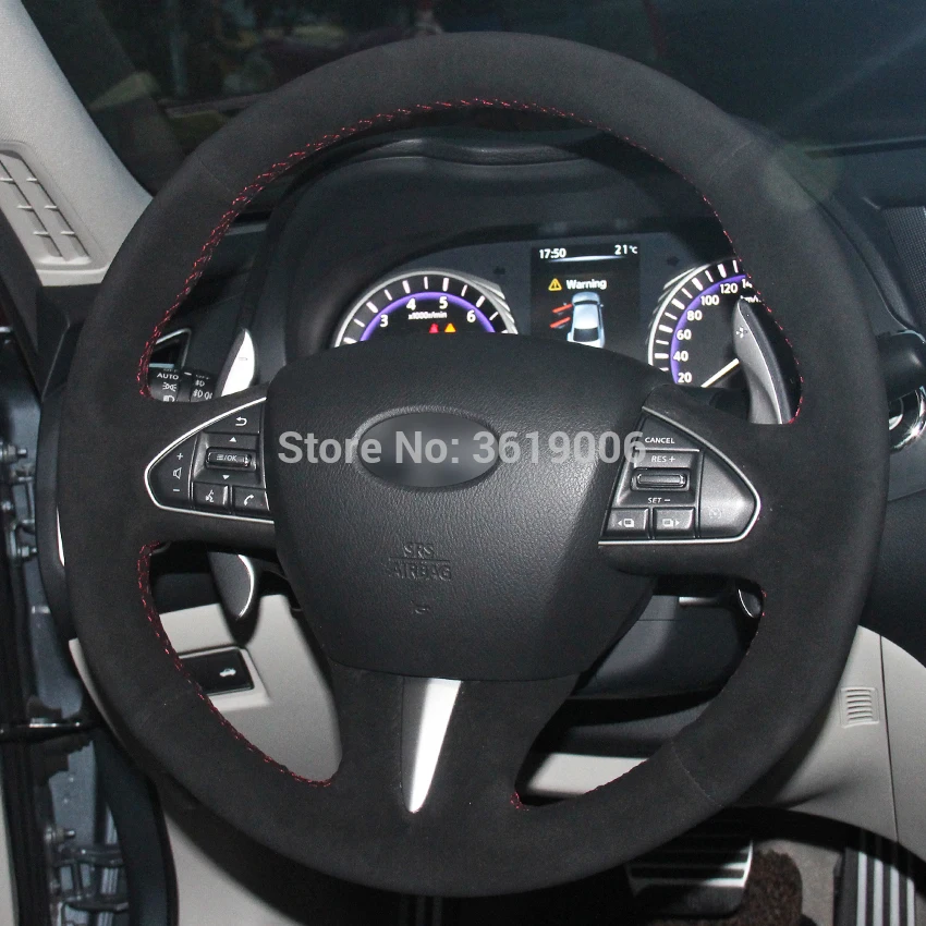 Ручная швейная черная замша чехол рулевого колеса автомобиля для Infiniti Q50 2014 2015 QX50