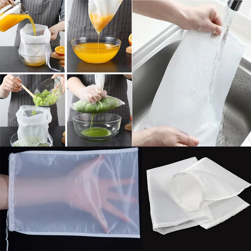 

Nut Milk Bag Reusable Almond Milk Bag Strainer Fine Mesh Nylon Cheesecloth Cold Brew Coffee Water Filter Skims Spinner Skimmer