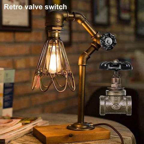 1/2 дюймовый стоп-клапан Φ винтажный выключатель в стиле стимпанк с проводом для ламп водопроводных труб лампа в стиле лофт Железный клапан винтажная лампа