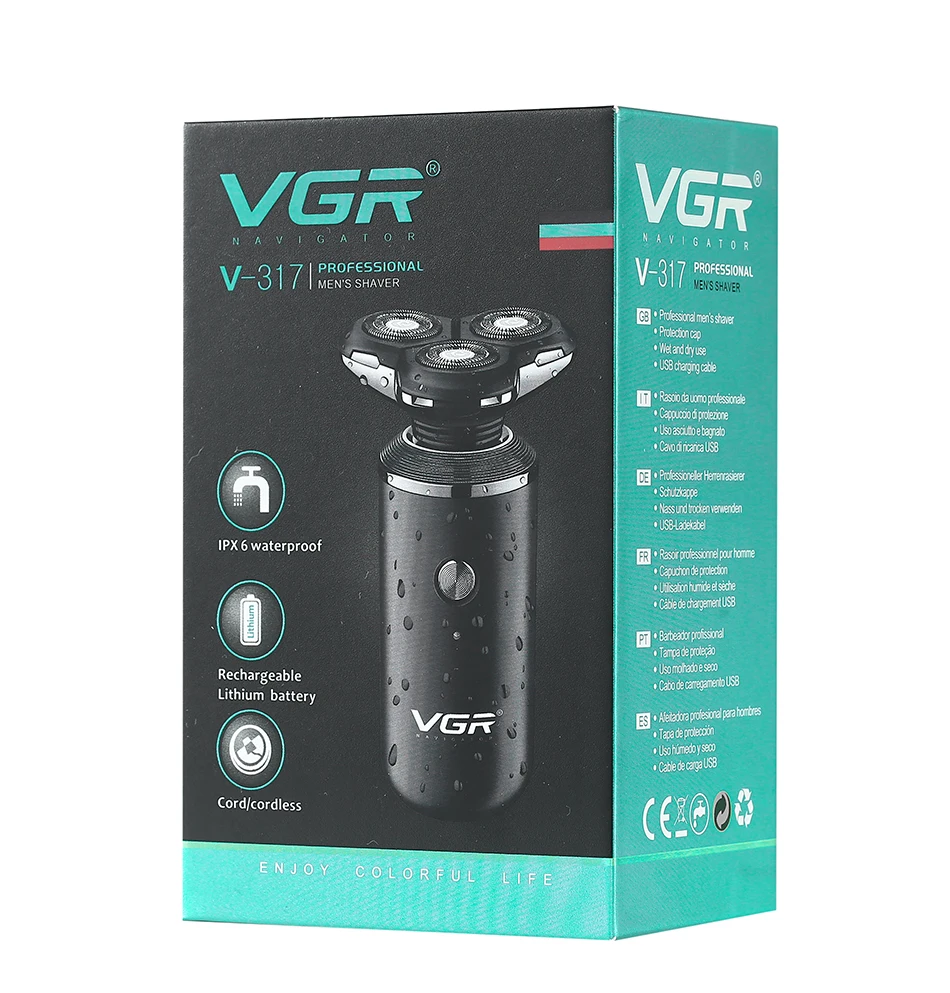 

VGR Three-Headed Razor Electric New Usb Rechargeable Razor Men's Whole Body Wash and Shave V-317