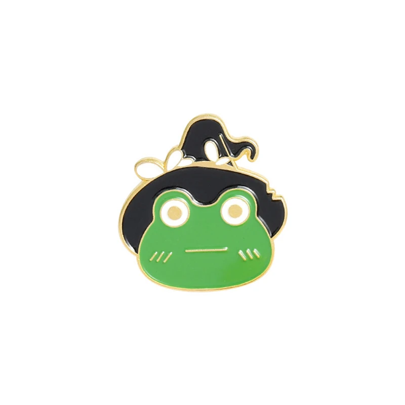 

Funny Quack Frog Enamel Badge Brooch Black Magic Hat Frog Brooches Bag Lapel Pin Cute Cartoon Badge Jewelry Gift for Friends