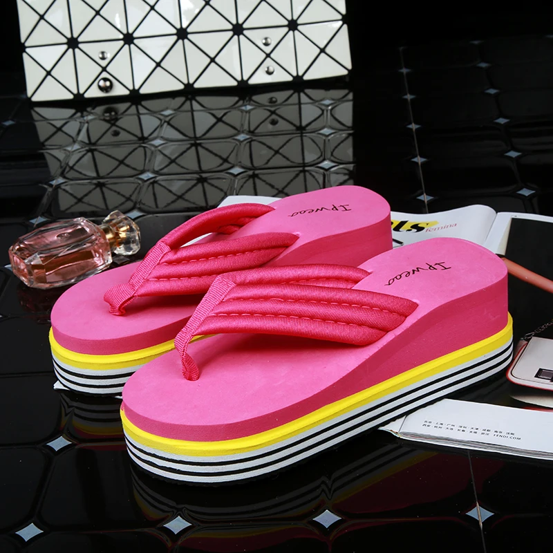 Женские летние шлепанцы 2020 модные и толстые пляжные на платформе|Вьетнамки| |