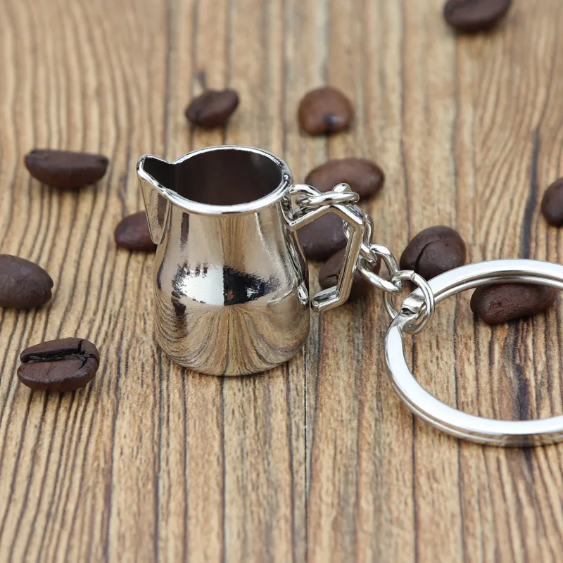 Simulation Portable Coffeeware Barista Coffee Tamper Keychain Cafe Machine Handle Moka Pitcher Keyring Espresso Accessories Gift