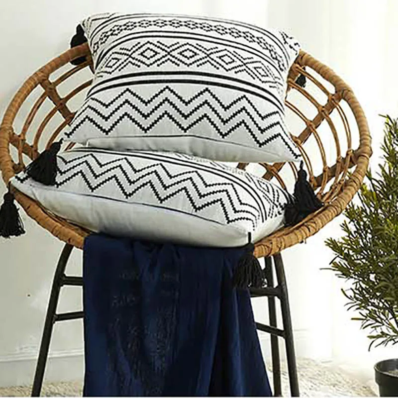 Декоративный чехол для подушки с кисточками геометрический Модный в