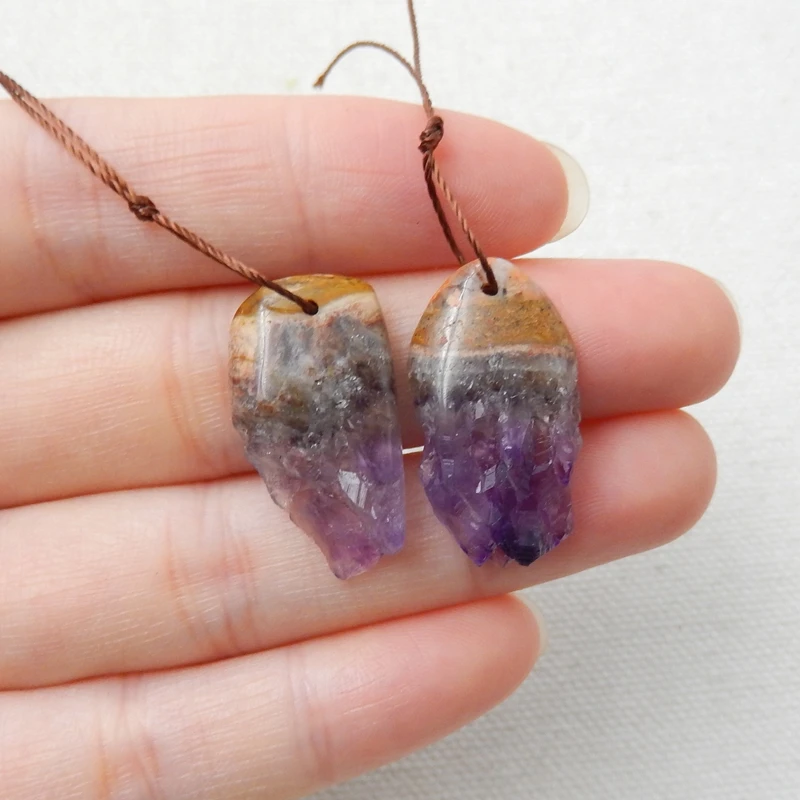 Распродажа 2 шт Drusy Аметист спереди просверленные короткие Красивые Подвески 25x14x5 мм 6 г DIY модные подвески