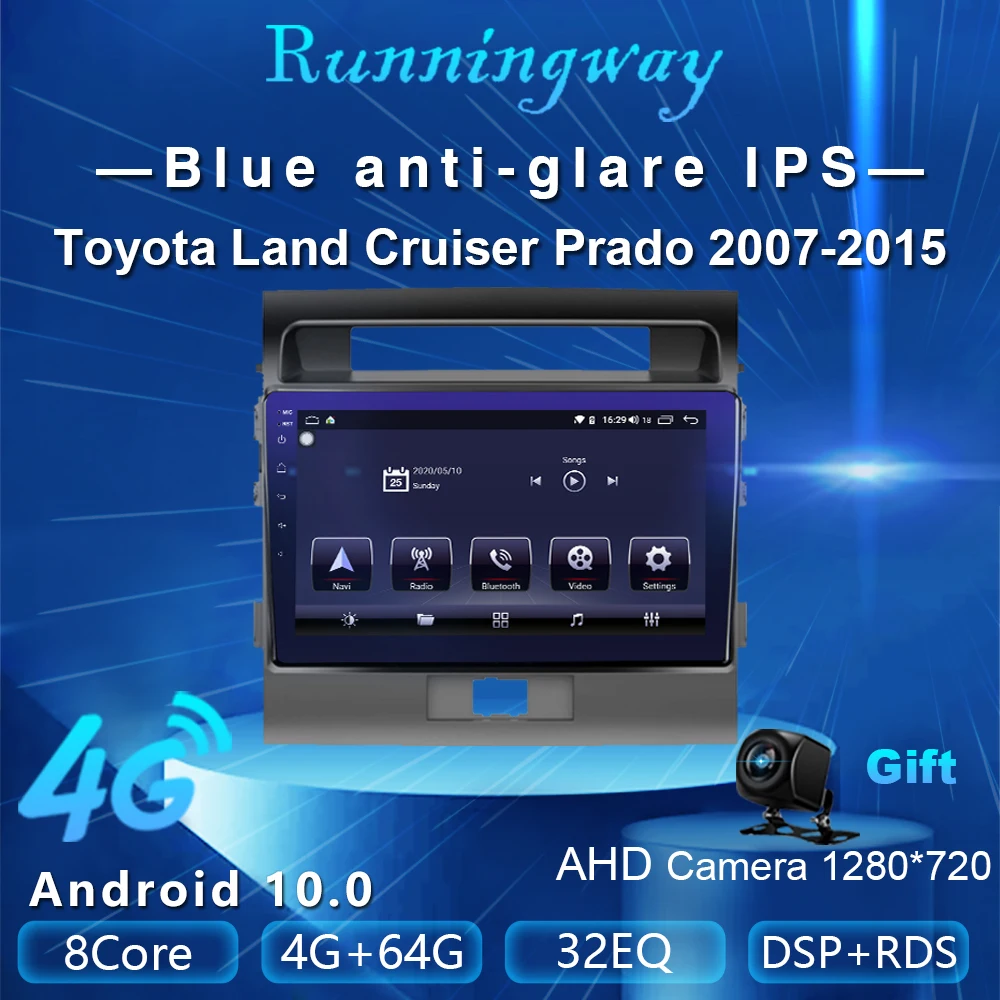 Runningway Android 10 0 5G автомобильный DVD плеер для Toyota Land Cruiser 2007 2015 4G + 64G автомобильное