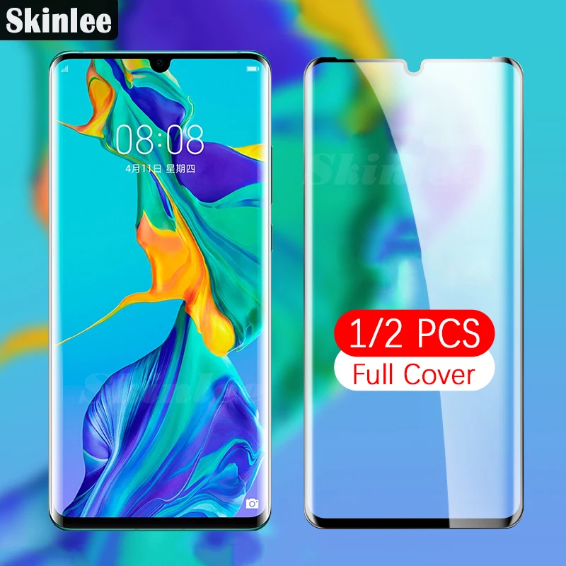 Защитное стекло Skinlee на весь экран для Xiaomi Mi Note 10 Lite закаленное изогнутое