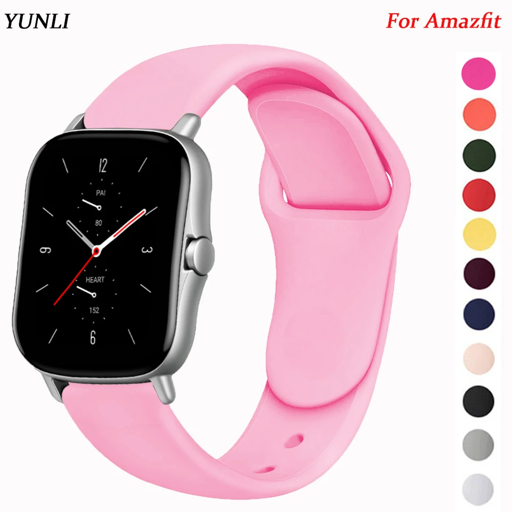 

Силиконовый ремешок 20 мм/22 мм для Amazfit GTS/2/2e/GTS2 Mini/GTR 42 мм/47 мм/GTR2/2e/stratos 2/3, спортивный браслет для часов Amazfit ремешок bip