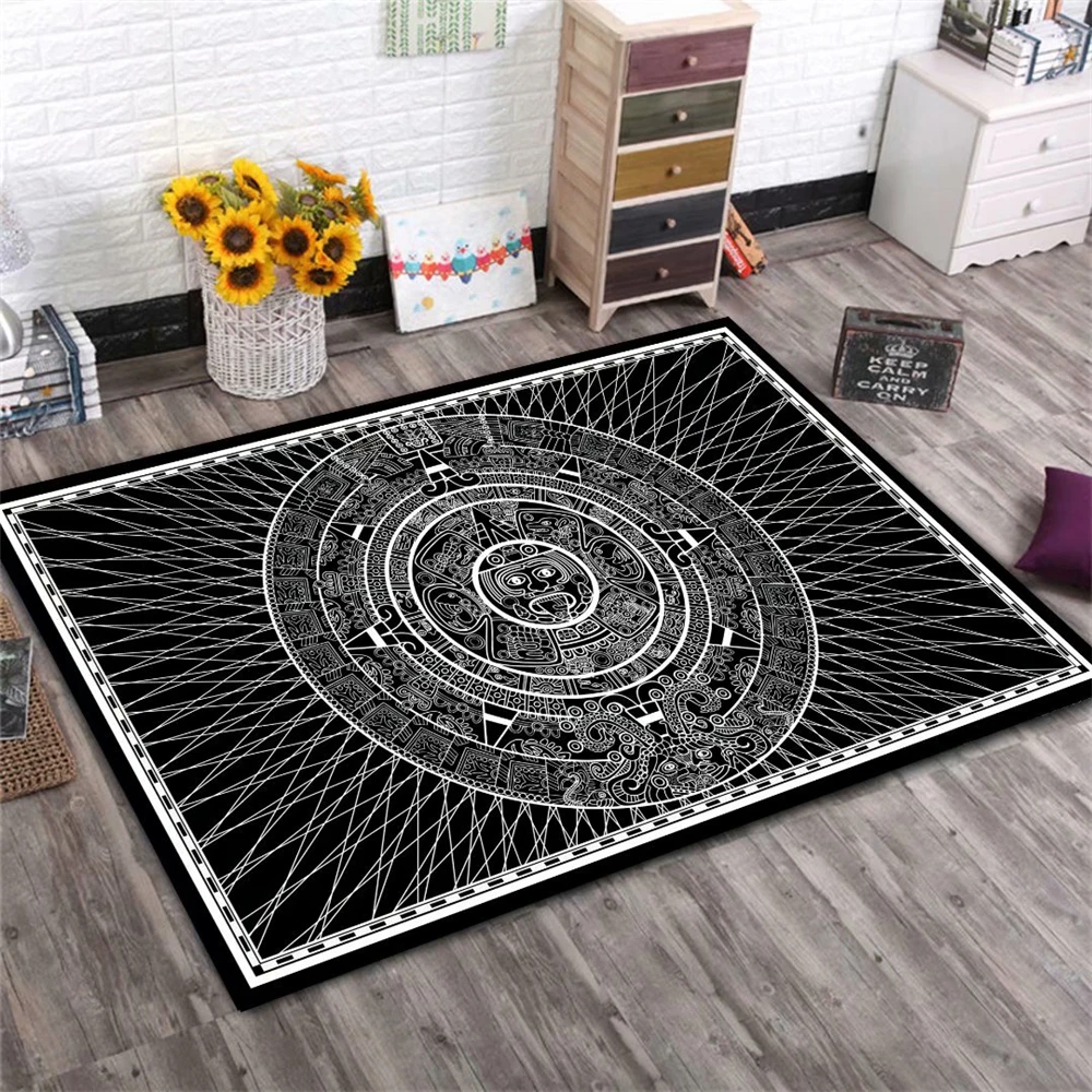 Домашний 3D ковер для гостиной Sun God Totem черные игровые коврики фланелевые