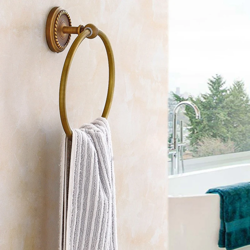 Держатель для полотенец ванной комнаты кольцо настенное круглое античное