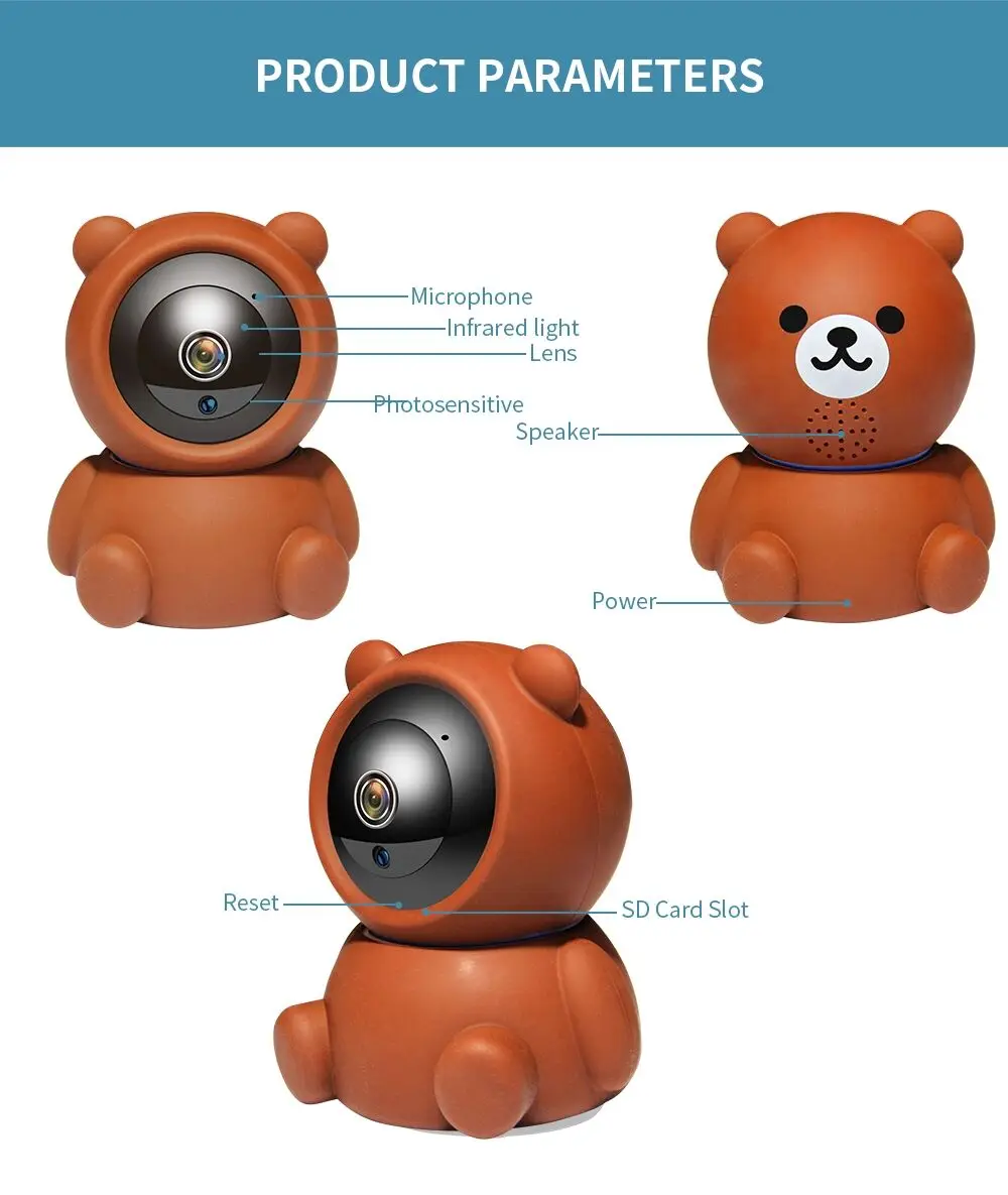 Медведь Камера 1080P Wi Fi IP автоматическое отслеживание ИК Ночное Видение
