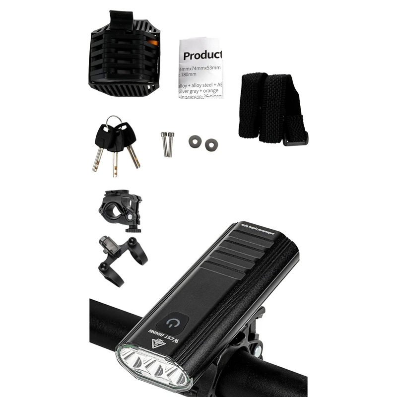 

Фонарь велосипедный складной с защитой от кражи, Ipx6