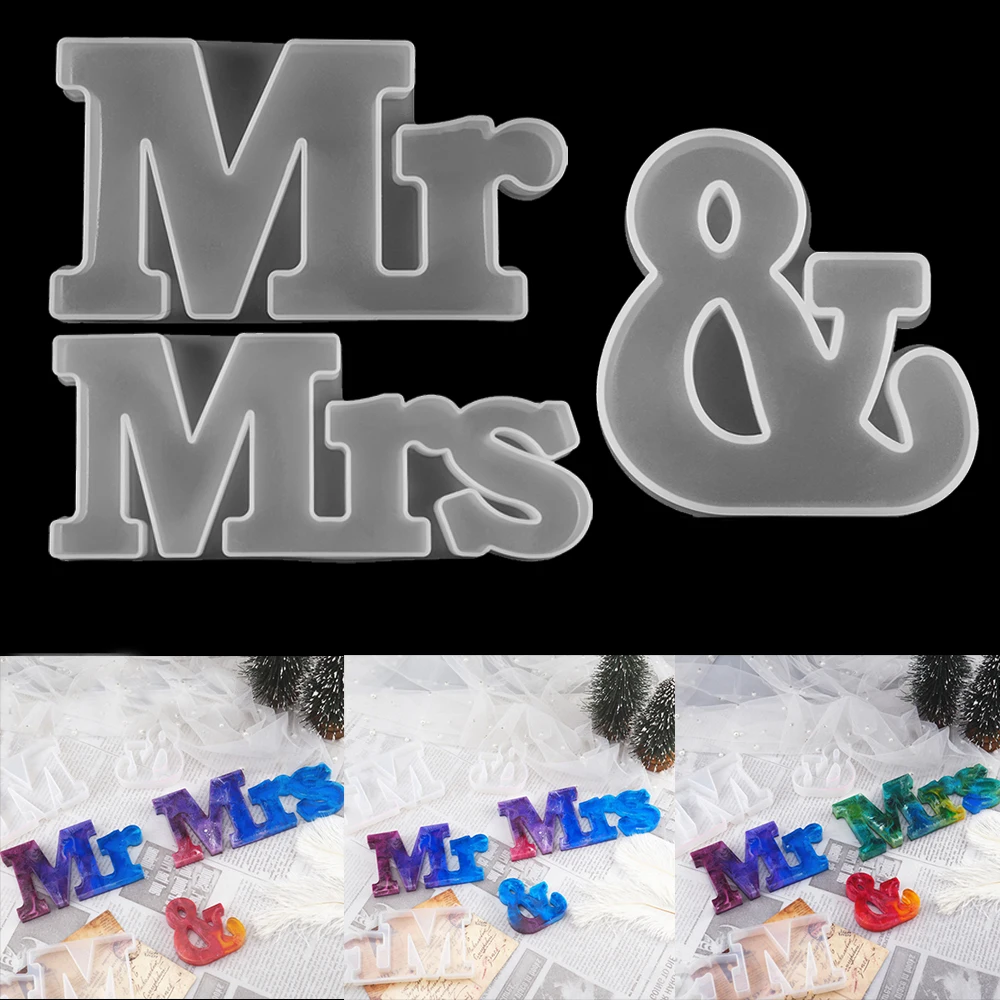

1Set Crystal Silicone Alphabet Mr & Mrs Letter Molds English Word Casting Mould for DIY Resin Epoxy Crafts Jewelry Tool